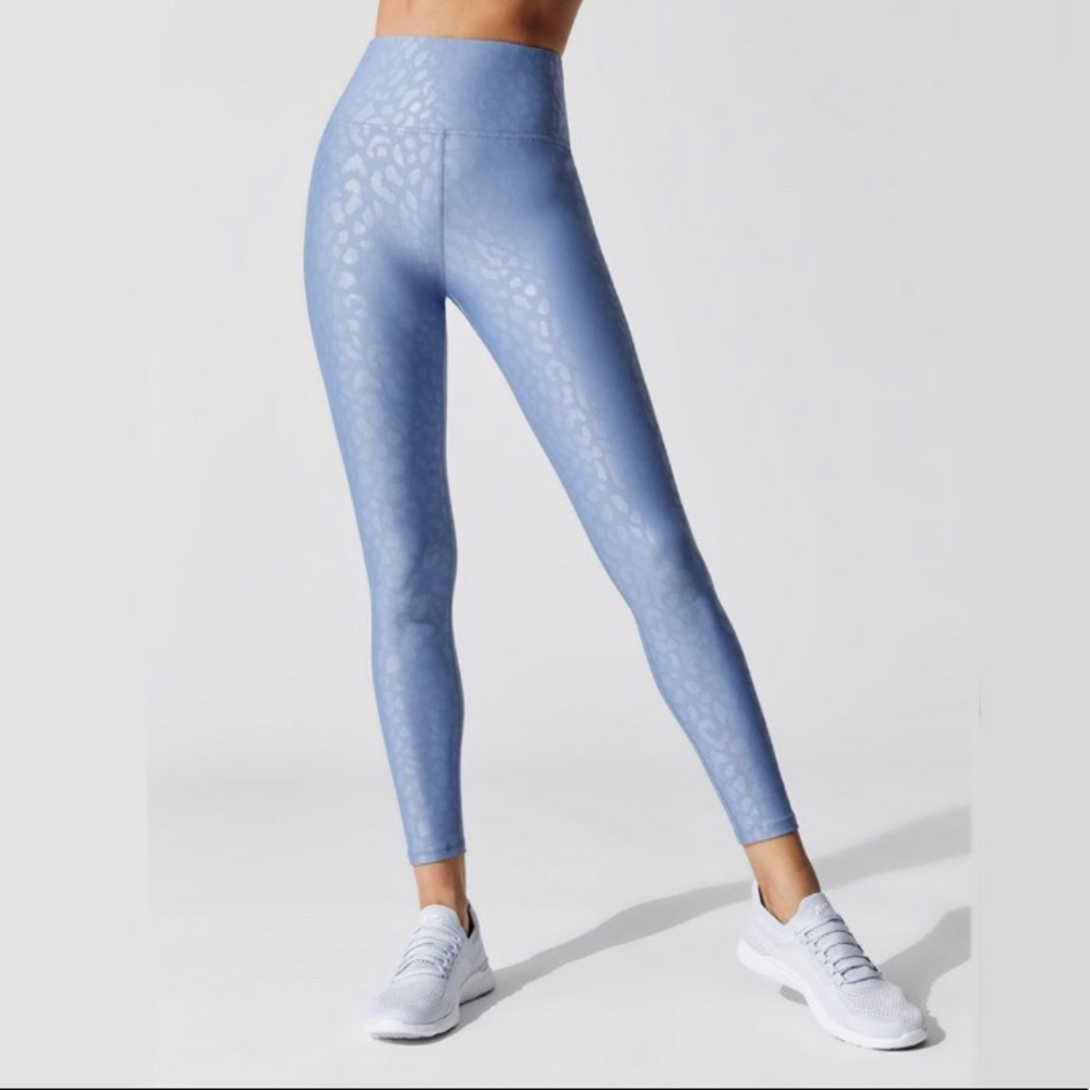 Carbon38 Takara Blue Leopard Print High Waist Leggings size XS
